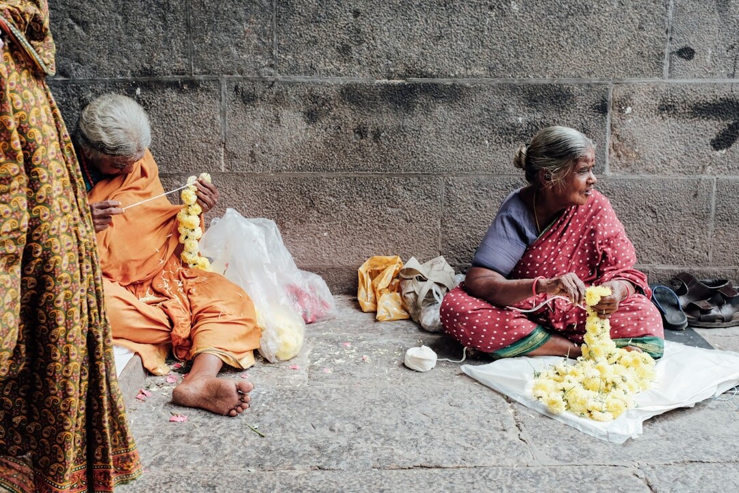 elderly women knitting