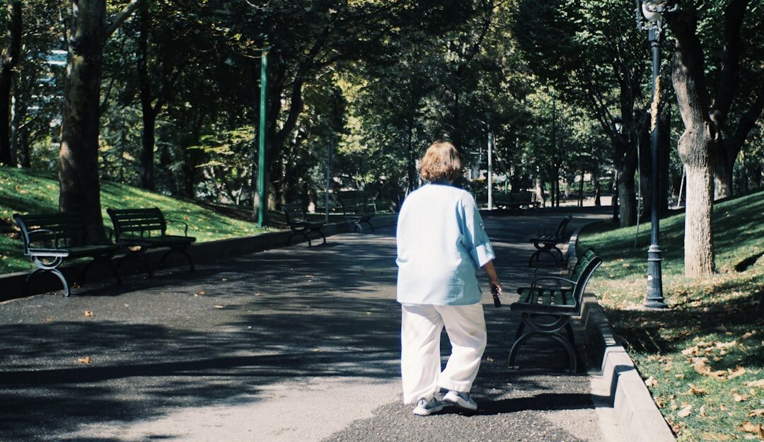 elderly walking in park